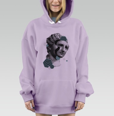 Античная Голова Абстрактные Геометрия Вдохновение, Hoodie Mjhigh Dig Mel, Fiolet, утепленная