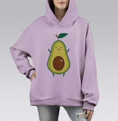 Авокадо дразнится, Hoodie Mono Fiolet, оверсайз, утепленная