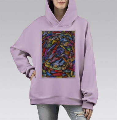 Автомобили, Hoodie Mono Fiolet, оверсайз, утепленная