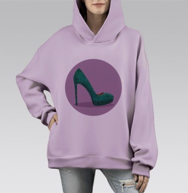 Бархатные туфли, Hoodie Mono Fiolet, оверсайз, утепленная