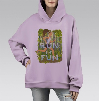 Бег для удовольствия, Hoodie Mono Fiolet, оверсайз, утепленная