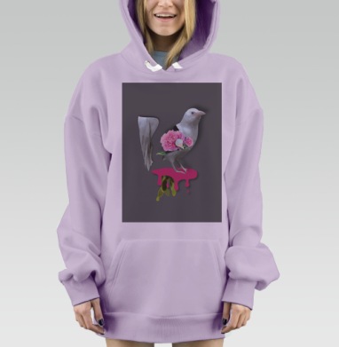 Белая ворона  на темном, Hoodie Mjhigh Dig Mel, Fiolet, утепленная