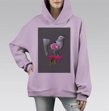 Белая ворона  на темном, Hoodie Mono Fiolet, оверсайз, утепленная