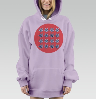Белые цветы на насыщенном розовом фоне нежности свежести, Hoodie Mjhigh Dig Mel, Fiolet, утепленная