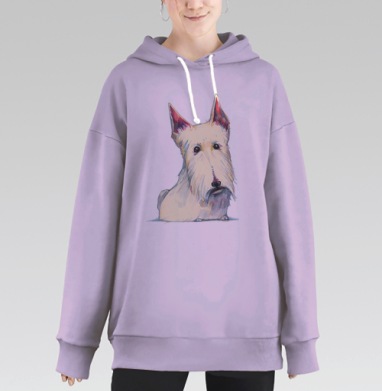 Белый шотландский терьер, Hoodie Long Oversize Fiolet