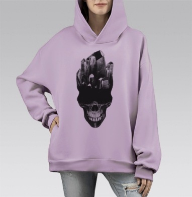 Бессмертные кристаллы, Hoodie Mono Fiolet, оверсайз, утепленная
