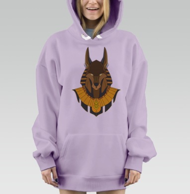 Бог Анубис в египетском наряде с собакой мордой, Hoodie Mjhigh Dig Mel, Fiolet, утепленная