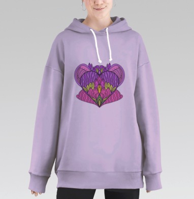 Большое сердце, Hoodie Long Oversize Fiolet