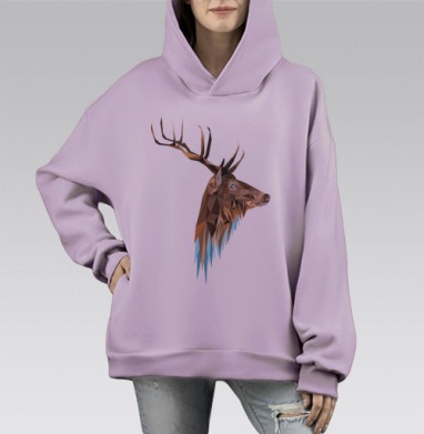 Большой оленёнок, Hoodie Mono Fiolet, оверсайз, утепленная