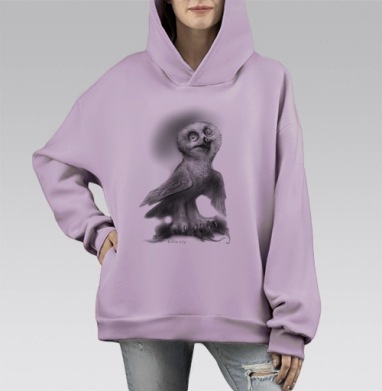 Бон аппетит, Hoodie Mono Fiolet, оверсайз, утепленная