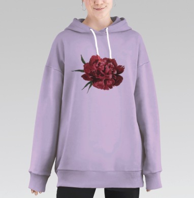 Бордовый пион, Hoodie Long Oversize Fiolet