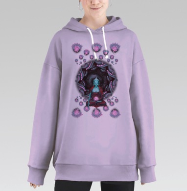 Будда с лотосом., Hoodie Long Oversize Fiolet