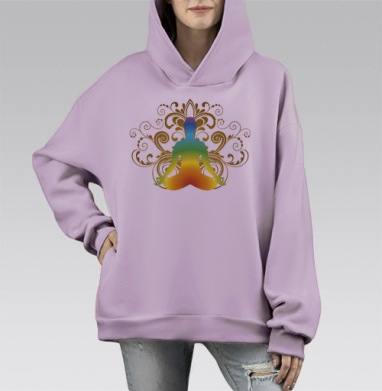 Чакральная система, Hoodie Mono Fiolet, оверсайз, утепленная