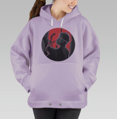 Человек с котом на красном фоне Человек с котом, Hoodie Oversize Fiolet