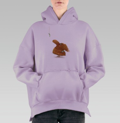 Человек Вглядывается В Зеленую Гусеницу, Hoodie Oversize Fiolet, утепленная