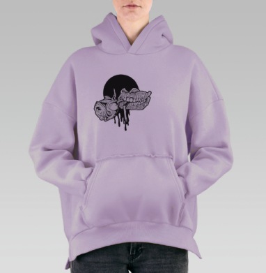 Челюсть с розой и сигаретой реалистичная графика, Hoodie Oversize Fiolet, утепленная