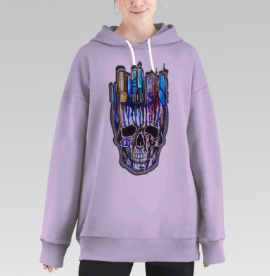 Череп-город, Hoodie Long Oversize Fiolet