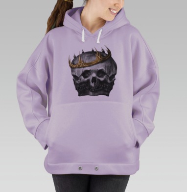 Череп с золотой короной символ власти смерти, Hoodie Oversize Fiolet