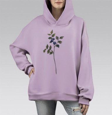 Черничка, Hoodie Mono Fiolet, оверсайз, утепленная