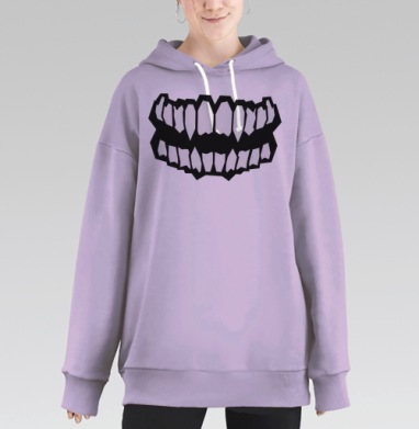 Черное белое леденящее улыбку лицо, Hoodie Long Oversize Fiolet