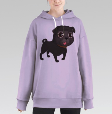 Черный мопс, Hoodie Long Oversize Fiolet