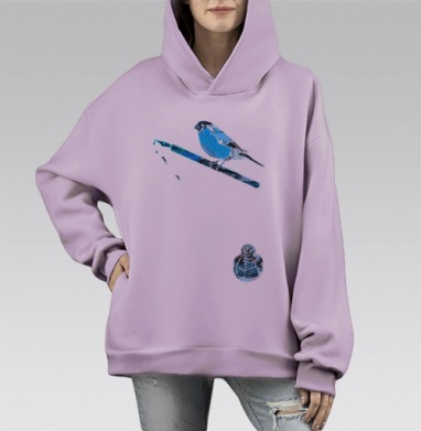 Чирик, Hoodie Mono Fiolet, оверсайз, утепленная