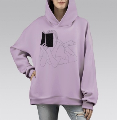 Читай, Hoodie Mono Fiolet, оверсайз, утепленная