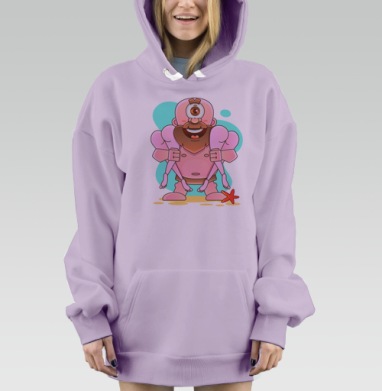 Циклоп с шестью руками позирует улыбаясь Let me pose, Hoodie Mjhigh Dig Mel, Fiolet, утепленная