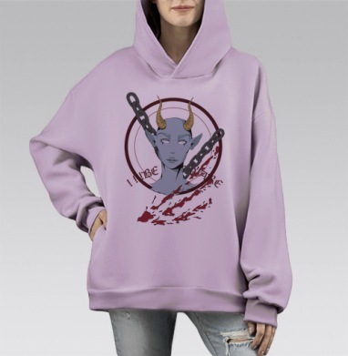 Creature / Создание, Hoodie Mono Fiolet, оверсайз, утепленная