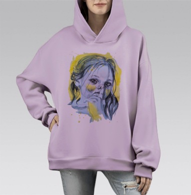 Цвет настроения желтый, Hoodie Mono Fiolet, оверсайз, утепленная