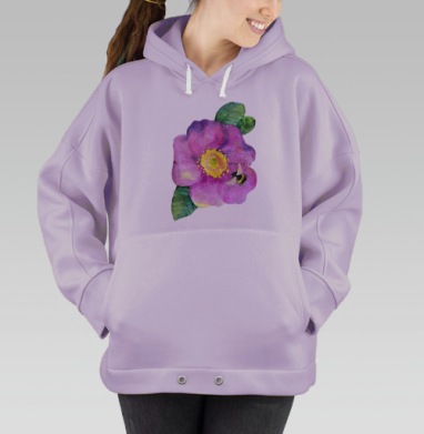 Цветок шиповника и шмель, Hoodie Oversize Fiolet