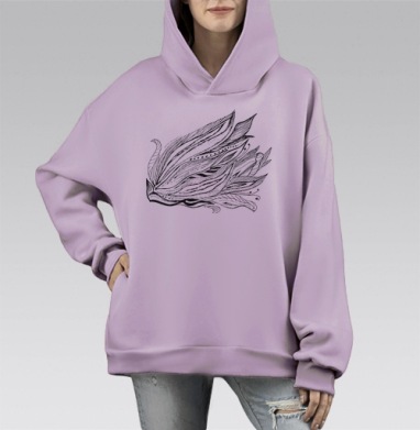 Цветозентангл, Hoodie Mono Fiolet, оверсайз, утепленная