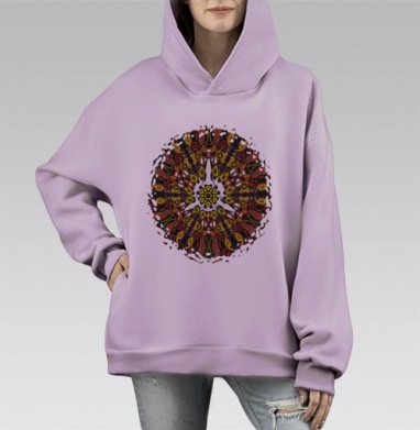Цветущий Калейдоскоп, Hoodie Mono Fiolet, оверсайз, утепленная