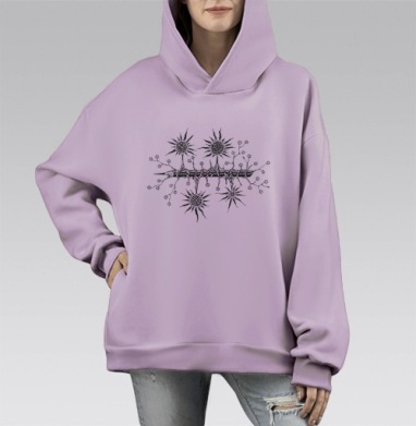 Цветущий карандаш, Hoodie Mono Fiolet, оверсайз, утепленная