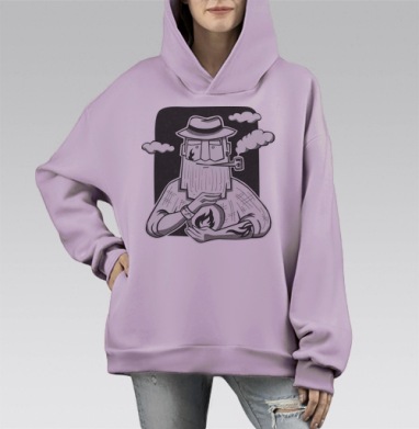 Дед огневед, Hoodie Mono Fiolet, оверсайз, утепленная