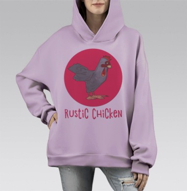 Деревенский цыпленок, Hoodie Mono Fiolet, оверсайз, утепленная