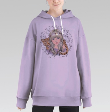 Девочка и Леопард, Hoodie Long Oversize Fiolet