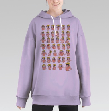 Девочка и рыбка, Hoodie Long Oversize Fiolet