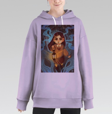 Девочка с фонариком, Hoodie Long Oversize Fiolet