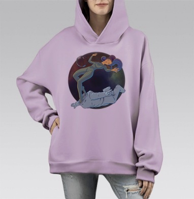 Девушка Космос, Hoodie Mono Fiolet, оверсайз, утепленная