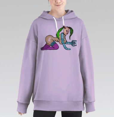 Девушка робот, Hoodie Long Oversize Fiolet