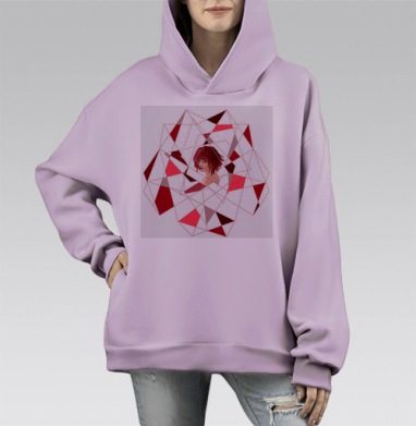 Девушка в абстракции, Hoodie Mono Fiolet, оверсайз, утепленная