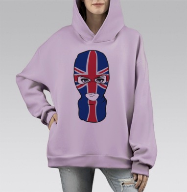 Девушка в балаклаве, Hoodie Mono Fiolet, оверсайз, утепленная