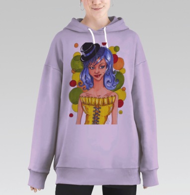 Девушка в цилиндре, Hoodie Long Oversize Fiolet