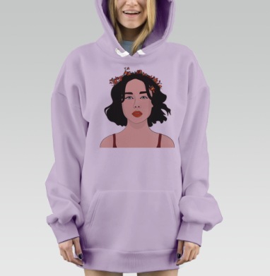 Девушка в цветах весны, Hoodie Mjhigh Dig Mel, Fiolet, утепленная