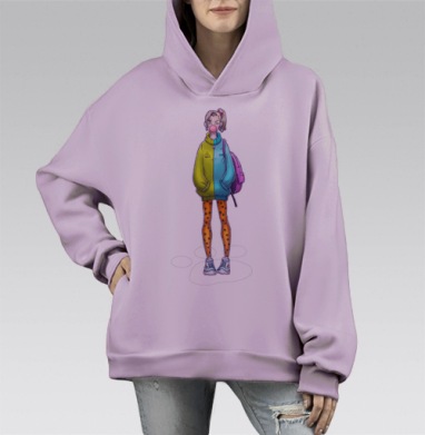 Девяносто второй, Hoodie Mono Fiolet, оверсайз, утепленная