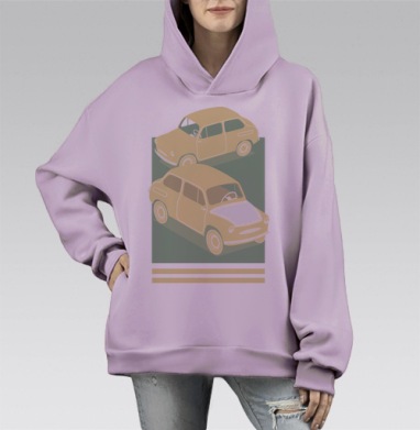 Девять шесть пять, Hoodie Mono Fiolet, оверсайз, утепленная