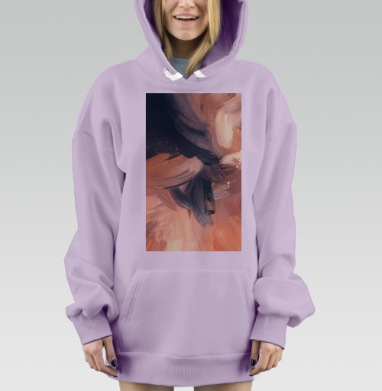 Динамичное смешение теплых оттенков с контрастным темно-синим на полотне, Hoodie Mjhigh Dig Mel, Fiolet, утепленная