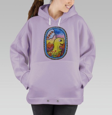 Динозавр и надпись Кусь, Hoodie Oversize Fiolet