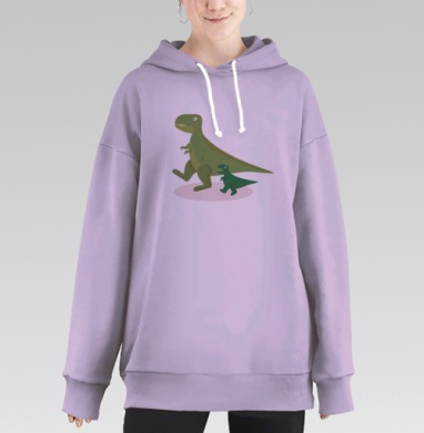 Динозавры-тираннозавры, Hoodie Long Oversize Fiolet